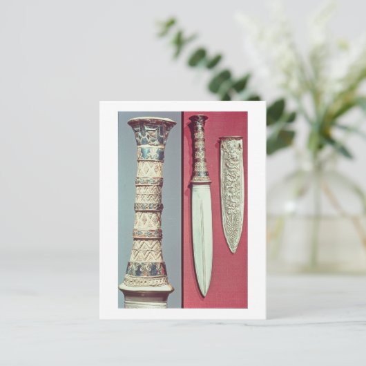 金ゴールド短剣と鞘、トゥタンカームンの宝物， c.13 ポストカード (スタンド正面)