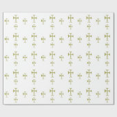 金ゴールド破壊ルックビザンチン十字架 ラッピングペーパー (フラット)