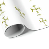 金ゴールド破壊ルックビザンチン十字架 ラッピングペーパー (ロールコーナー)