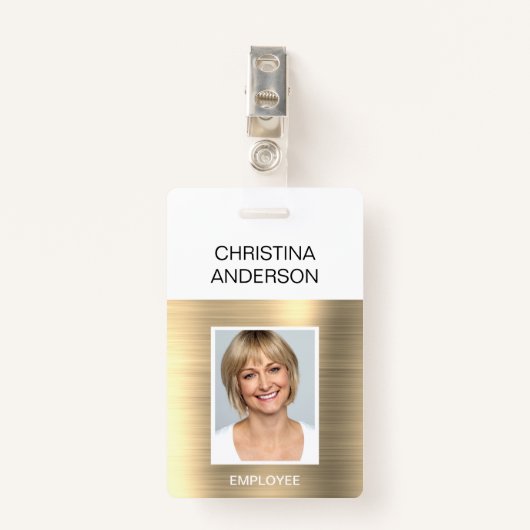 金ゴールド社員 – 名前フォトメタ企業のリック バッジ (正面クリップ)