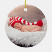 金ゴールド祖父母初めてのクリスマス写真Poinsettia セラミックオーナメント (裏面)