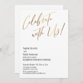 金ゴールド祝と一緒に!シンプル結婚披露宴 招待状 (正面/裏面)