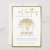 金ゴールド祝ツリー命日サービス招待状 サンキューカード (正面)