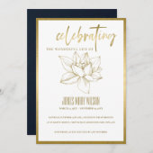 金ゴールド祝リリーの命追悼招待状 サンキューカード (正面/裏面)