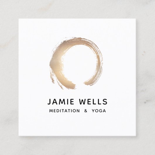 金ゴールド禅エンソヨガアンドメディテーション先生 スクエア名刺 (正面)