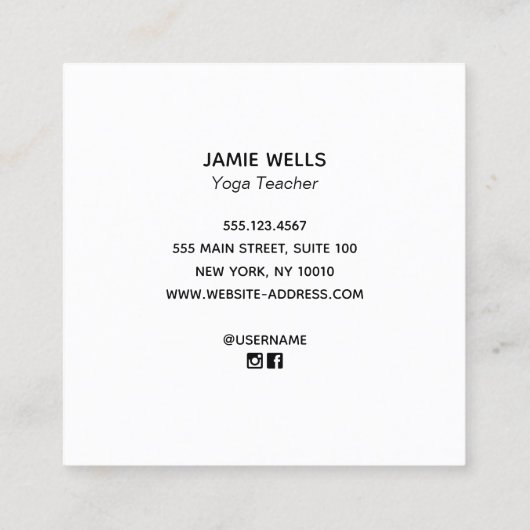 金ゴールド禅エンソヨガアンドメディテーション先生 スクエア名刺 (裏面)