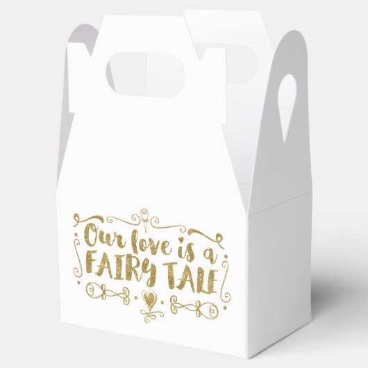 金ゴールド私たちの愛のおとぎ話のカスタム結婚式の好意 フェイバーボックス (オープン)