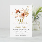 金ゴールド秋インラブリストクリームパンプキンブライダルシャワー 招待状 (スタンド正面)