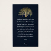 金ゴールド秋ツリー悔やみや弔慰メモリアルフォト祈りの言葉カード (裏面)