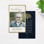 金ゴールド秋ツリー悔やみや弔慰メモリアルフォト祈りの言葉カード (デスク)