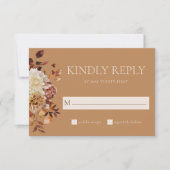 金ゴールド秋テラコッタウォーターカラーフローラ結婚ズ 出欠カード (正面)
