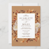 金ゴールド秋テラコッタウォーターカラーフローラ結婚ズ 招待状 (正面)