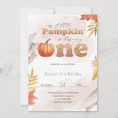 金ゴールド秋パンプキンファースト誕生日招待状 招待状 (正面)