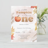 金ゴールド秋パンプキンファースト誕生日招待状 招待状 (スタンド正面)