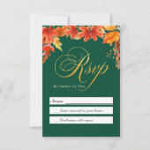 金ゴールド秋フローラメープル離れウェディングRSVP (正面)