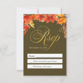金ゴールド秋フローラメープル離れウェディングRSVP (正面)