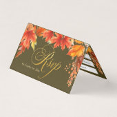 金ゴールド秋メープル離れズウェディングRSVPカード (正面)
