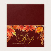 金ゴールド秋メープル離れズウェディングRSVPカード (外部フラット)