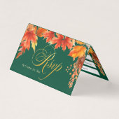 金ゴールド秋メープル離れズウェディングRSVPカード (正面)