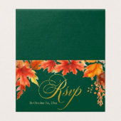 金ゴールド秋メープル離れズウェディングRSVPカード (外部フラット)