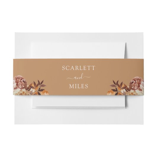 金ゴールド秋水彩植物学結婚式招待状 招待状ベリーバンド (正面例)