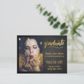 金ゴールド科 | Chalkboard日付写真を保存 案内ポストカード (スタンド正面)