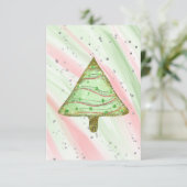 金ゴールド空白のグリーンスパークルモダンクリスマスツリーアン 案内状 (スタンド正面)