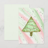 金ゴールド空白のグリーンスパークルモダンクリスマスツリーアン 案内状 (正面/裏面)