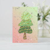 金ゴールド空白のグリーンスパークルモダンクリスマスツリー 案内状 (スタンド正面)