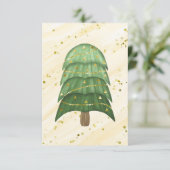 金ゴールド空白のグリーンスパークルモダンクリスマスツリー 案内状 (スタンド正面)