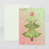 金ゴールド空白のグリーンスパークルモダンクリスマスツリーA 案内状 (正面/裏面)