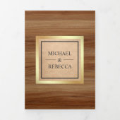 金ゴールド童話の城のプリンセスの結婚馬車 三つ折り招待状 (カバー)