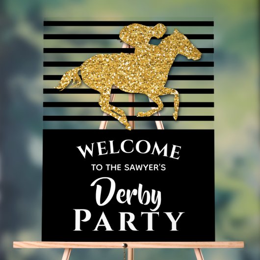 金ゴールド競走馬ブラックストライプダービーウェルカム アクリルサイン (ニュートラル)