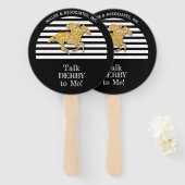 金ゴールド競走馬白黒ストライプ会社 ハンドファン (正面&裏面)