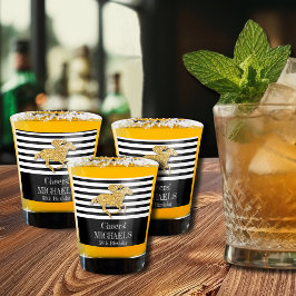 金ゴールド競走馬白黒ストライプ誕生日 ショットグラス