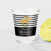 金ゴールド競走馬白黒ストライプ誕生日 ショットグラス (正面)