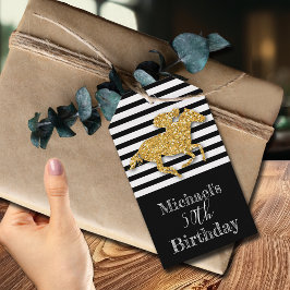 金ゴールド競走馬白黒ストライプ ギフトタグ