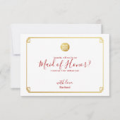 金ゴールド竹が私のメイド・オブ・オーナー(花嫁付き添い人) 招待状 (正面)
