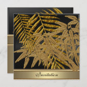 金ゴールド竹離れの誕生日パーティー 招待状 (正面/裏面)