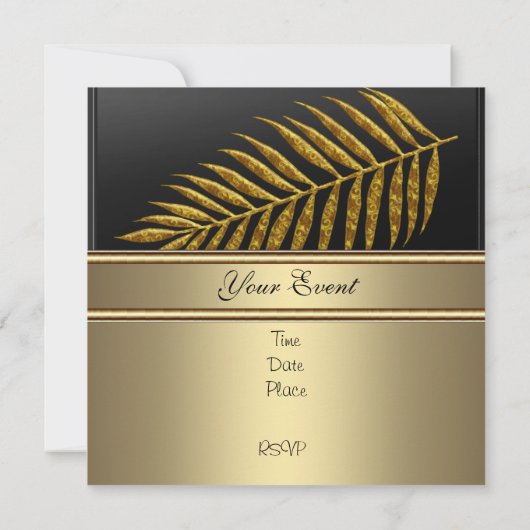 金ゴールド竹離れの誕生日パーティー 招待状 (裏面)