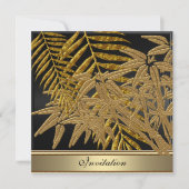 金ゴールド竹離れの誕生日パーティー 招待状 (正面)