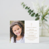 金ゴールド第一聖体写真招待状 ポストカード (スタンド正面)