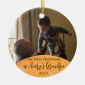 金ゴールド第1回クリスマスニューグランドパ引用文写真 セラミックオーナメント (正面)