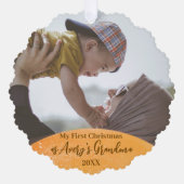 金ゴールド第1回クリスマス新おばあちゃん引用文写真 オーナメントカード (正面)