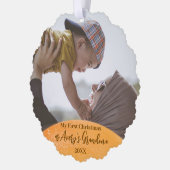 金ゴールド第1回クリスマス新おばあちゃん引用文写真 オーナメントカード (左)