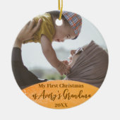 金ゴールド第1回クリスマス新おばあちゃん引用文写真 セラミックオーナメント (正面)