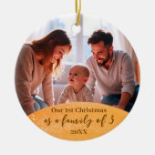 金ゴールド第1期クリスマスファミリー3引用文写真 セラミックオーナメント (正面)