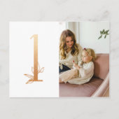 金ゴールド第1誕生日写真ありがとうはがき ポストカード (正面)