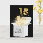 金ゴールド第18誕生日のバルーン(白いボックス) カード (黄色い花)