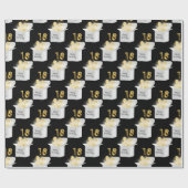 金ゴールド第18誕生日バルーンの白いボックス ラッピングペーパー (フラット)